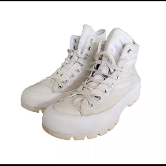 Converse White Lugged Platform Sneakers 8.5 - Picture 1 of 9